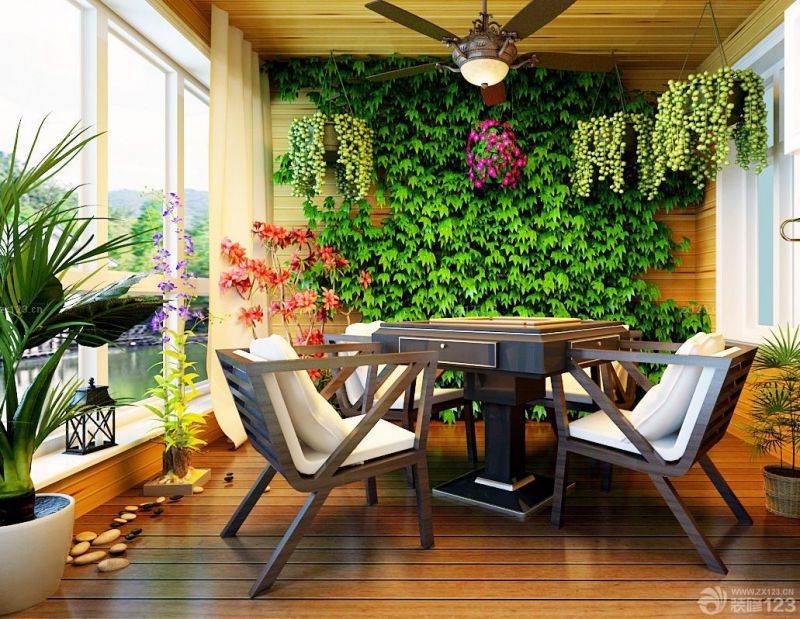 带阳台客厅原木地板装修效果图片