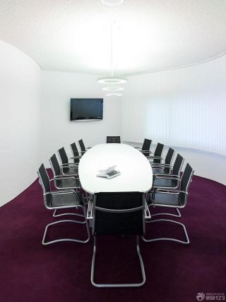2023公司会议室白色墙面装修设计效果图片