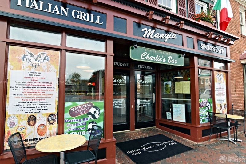 酒吧门头设计圆形茶几装修效果图片