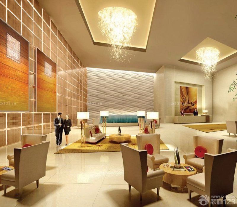 小型酒店大堂地板砖装修效果图片2025