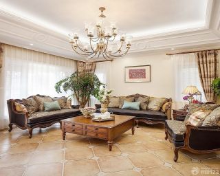 美式别墅客厅组合沙发装修效果图