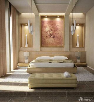 120平三室两厅2卫欧式卧室装饰画装修效果图片欣赏