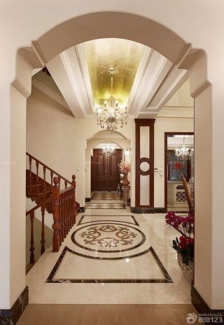 新古典别墅室内楼梯扶手装修效果图片