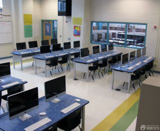 学校室内多功能厅电脑桌装修效果图片大全