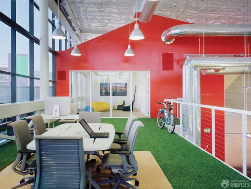 红色公司办公室背景墙装修设计效果图集