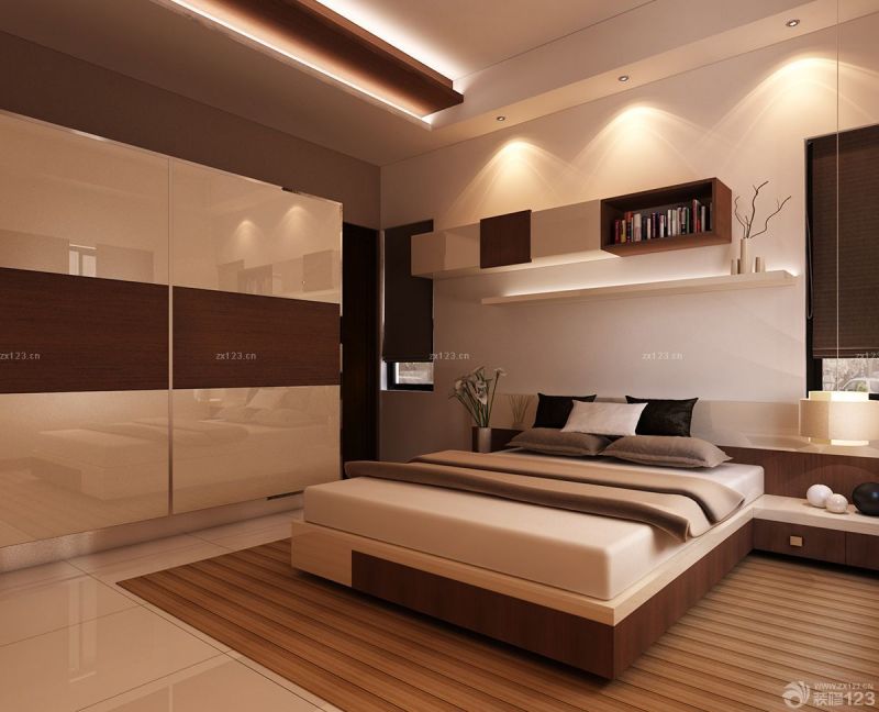 安置房60平方简装卧室墙面置物架装修效果图片