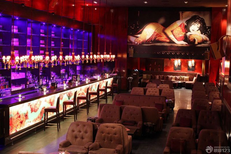 时尚大型酒吧装修室内灯光设计