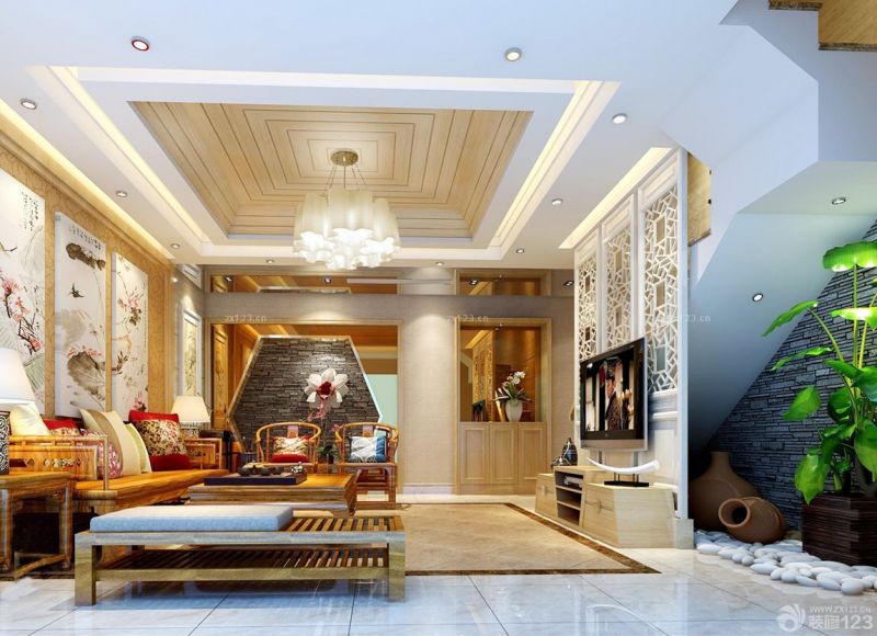 客厅中式装修效果图大全2025图片 高端别墅装修