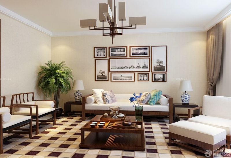 现代中式客厅装修效果图大全2023图片 客厅地毯图片