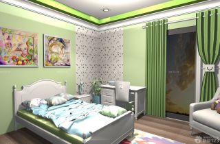 英式田园风格10平方卧室装修设计效果图