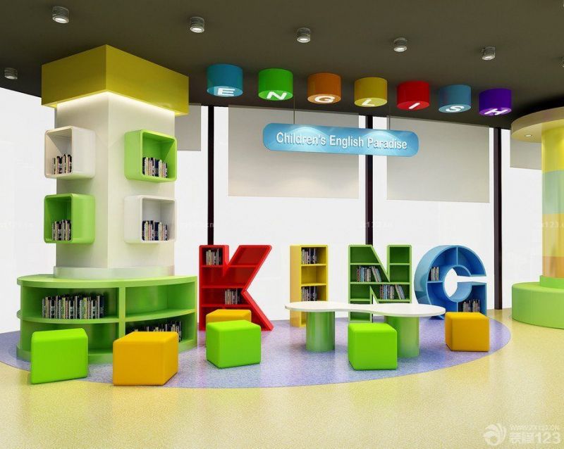 幼儿园室内设计书柜装修效果图片