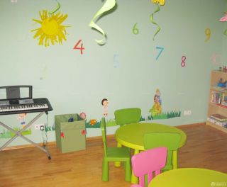 现代简约幼儿园室内背景墙贴纸装修效果图片