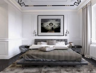 黑白风格卧室床头灯装修效果图