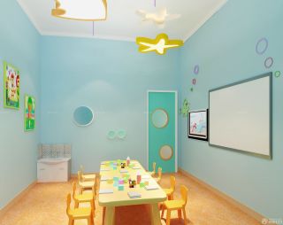 最新幼儿园室内蓝色墙面装修效果图片