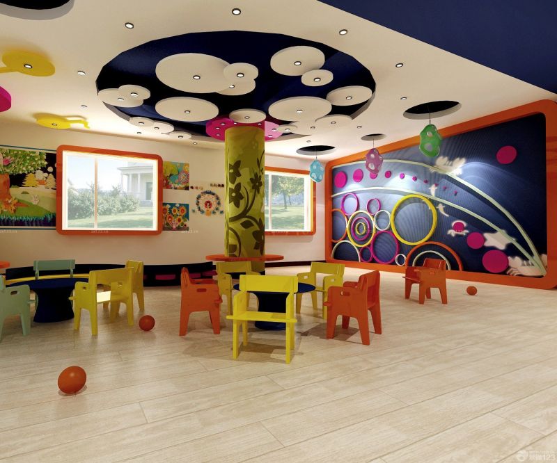 高端幼儿园天花板装饰装修效果图