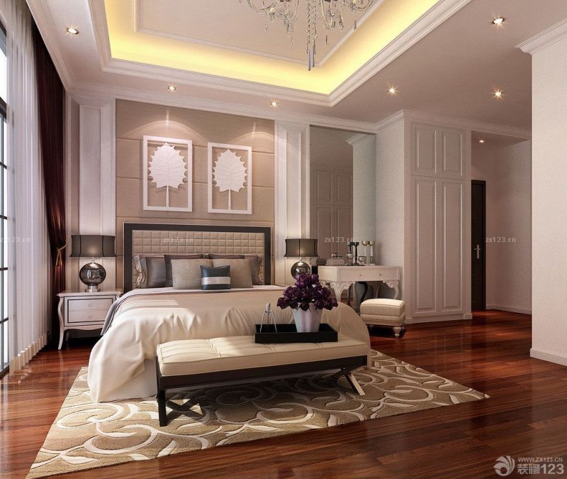欧式室内婚房卧室布置设计效果图