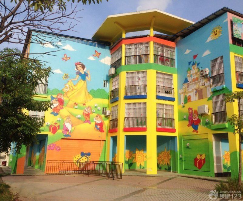 最新大型幼儿园外墙彩绘设计效果图
