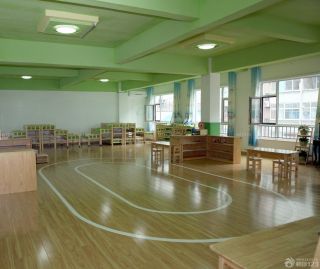 幼儿园舞蹈房浅色木地板装修效果图图片 