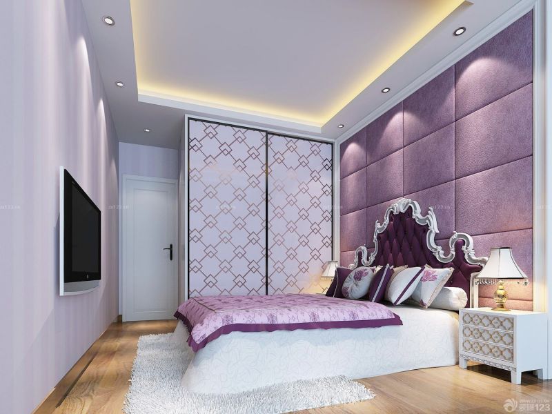欧式紫色卧室橱柜装修效果图