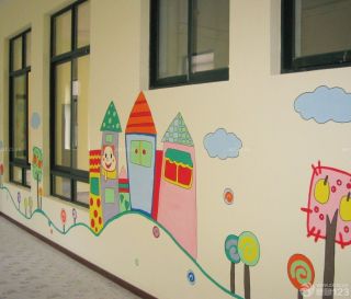 艺术幼儿园过道背景墙装修效果图片