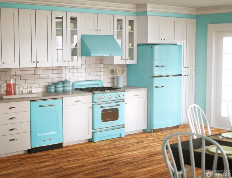 美式厨房橱柜颜色装修图片