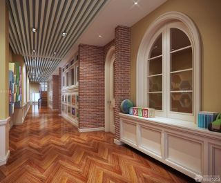 贵族幼儿园走廊背景墙装饰设计效果图片