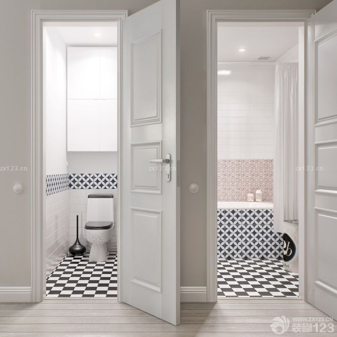 浴室白色门装修效果图片