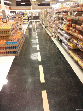 超市室内黑色地砖装修效果图片