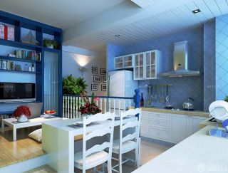地中海厨房蓝色墙面装修效果图片
