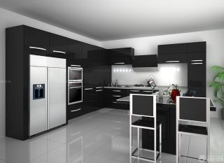 最新厨房黑色橱柜装修效果图片