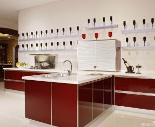 西式厨房红色橱柜装修效果图片
