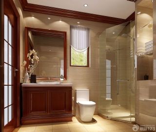 简欧卫生间浴室玻璃门装修效果图片