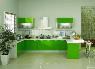 樱花整体厨房绿色橱柜装修效果图片