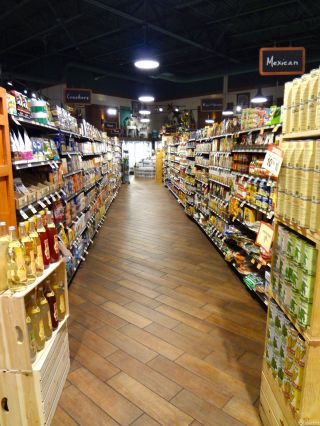 超市室内仿木地板地砖装修效果图片大全 