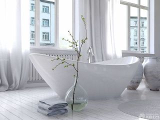 厕所简约白色浴缸装修效果图片
