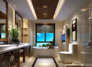 干湿分区卫生间白色浴缸装修效果图欣赏