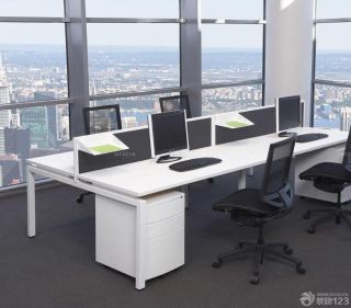 现代简单办公室办公桌椅装修效果图片