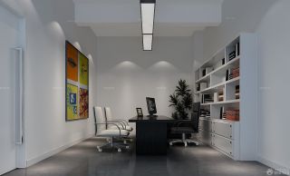 简单小型办公室室内白色墙面装修效果图片