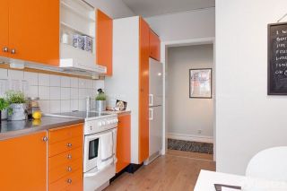 北欧风格橙色橱柜家装范例装修效果图片