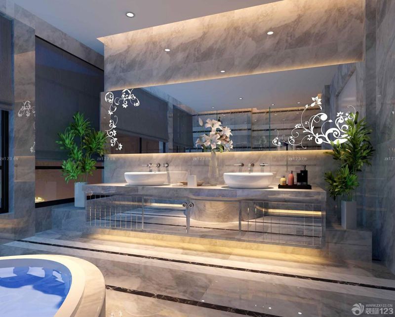 现代浴室背景墙装修效果图片