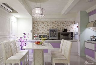 法式浪漫设计风格开放式厨房餐厅装修效果图