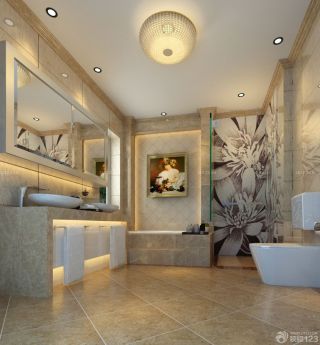 新古典欧式厕所杂色地砖装饰装修效果图片