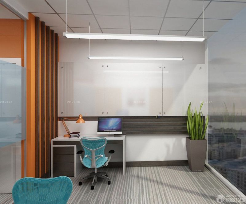 现代办公室简单室内装修效果图图片