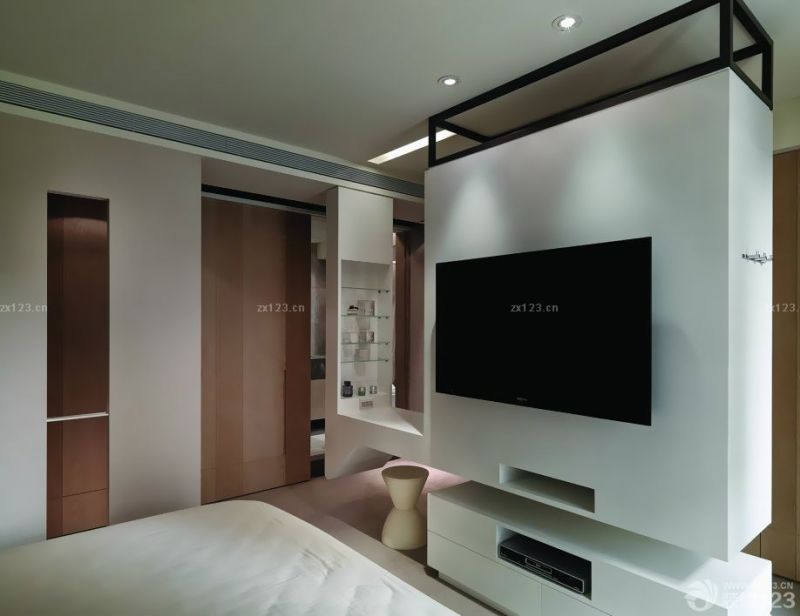 现代卧室装修电视背景墙效果图