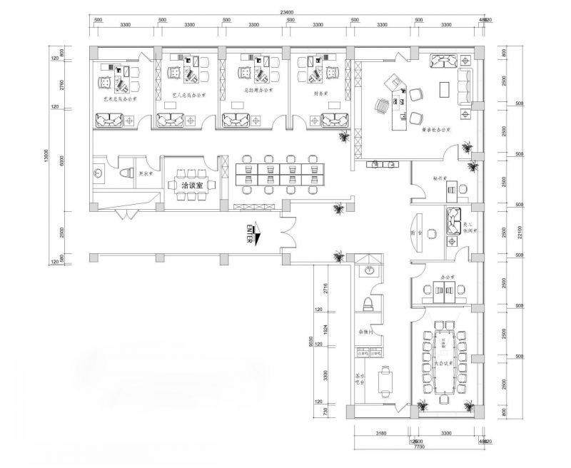 大型办公室室内设计平面图片欣赏