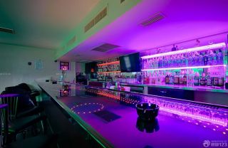 简单酒吧紫色酒吧吧台装修效果图