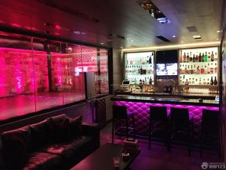 小紫色酒吧吧台设计效果图