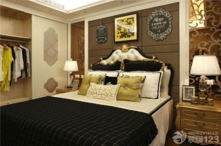 现代欧式风格卧室床头背景墙效果图案例