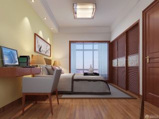 现代中式80平两室一厅卧室设计装修图