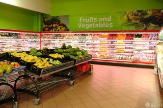 清新时尚蔬菜超市绿色墙面装修效果图片